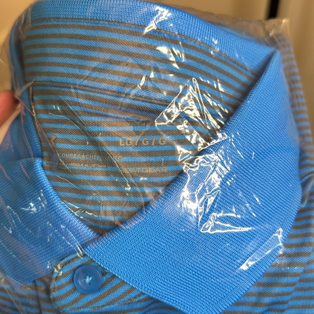 Under Armour heat gear blue and gray polo size large loose fit - Picture 2 of 5